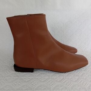 PAOLO Womens Brown/Carmel Low Heel Square Toe Ankle Boot Size 6 M